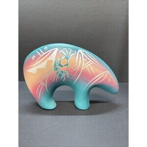 Navajo Handpainted Turquoise Spirit Bear Pottery